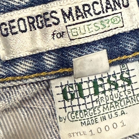 ๐๐ผ GUESS Marciano Vintage 80s Acidโ Wash Menโs Jeans Sz 33/26 Short USA Denim - Picture 3 of 6